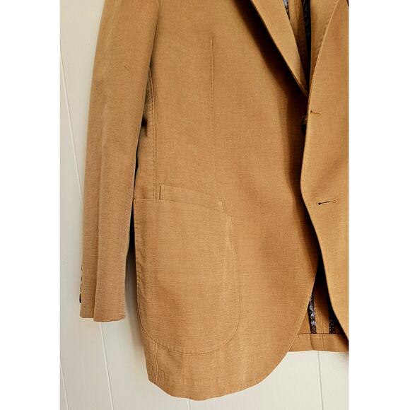 Bullock & Jones 100% Cotton Classic Tan Blazer Suit Jacket Model BOND, Sz 42L - Picture 4 of 9
